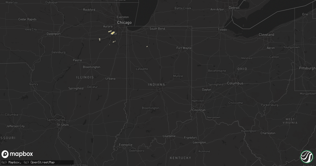 Hail map in Indiana on May 13, 2024