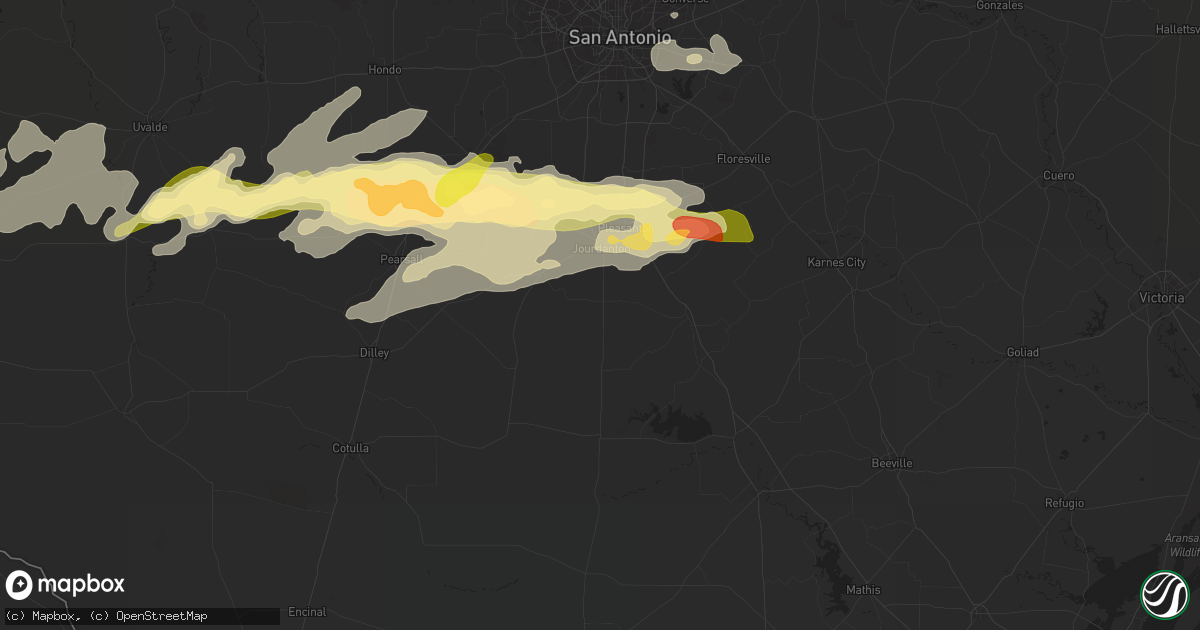 Hail map in Jourdanton, TX on May 13, 2024