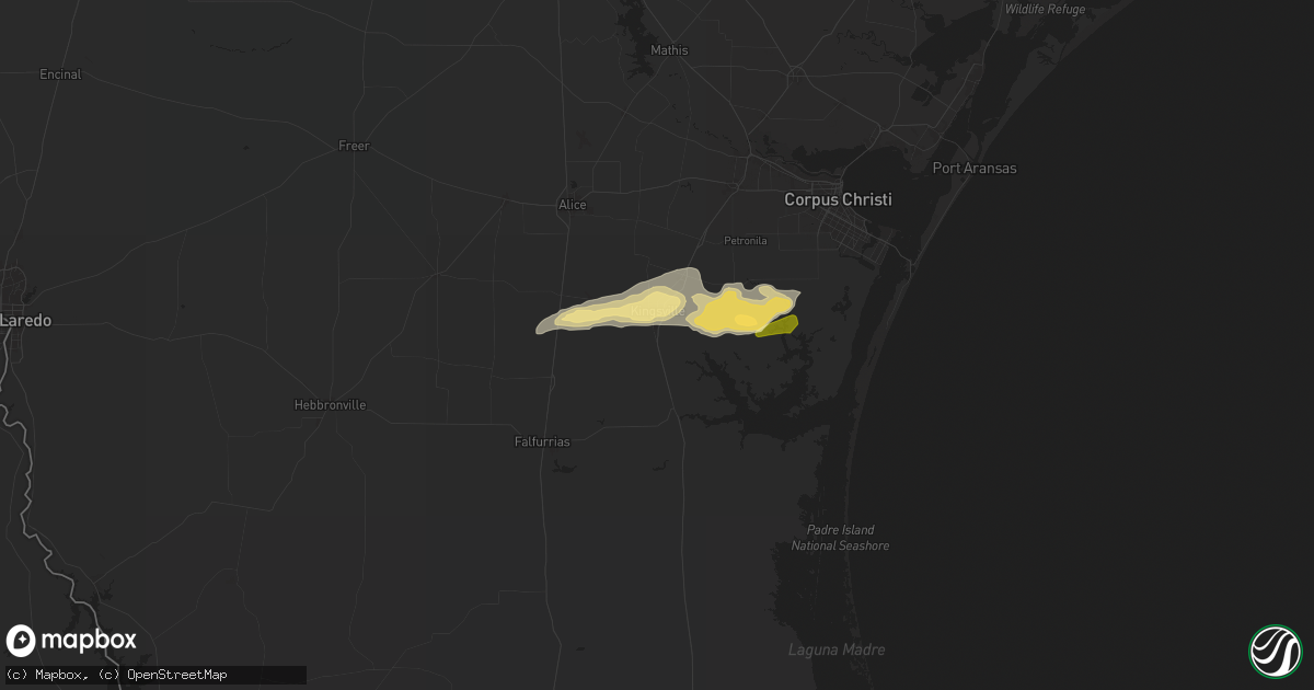 Hail map in Kingsville, TX on May 13, 2024