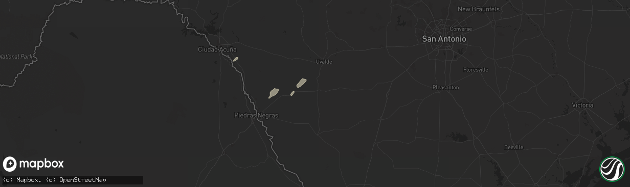 Hail map in La Pryor, TX on May 13, 2024