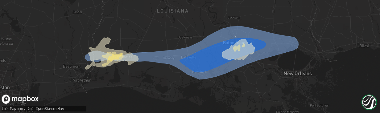 Hail map in Lafayette, LA on May 13, 2024