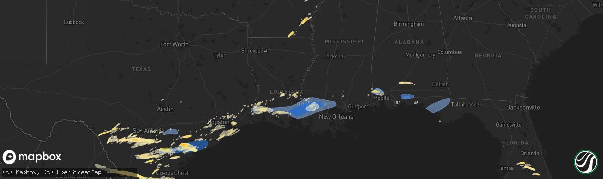 Hail map in Louisiana on May 13, 2024