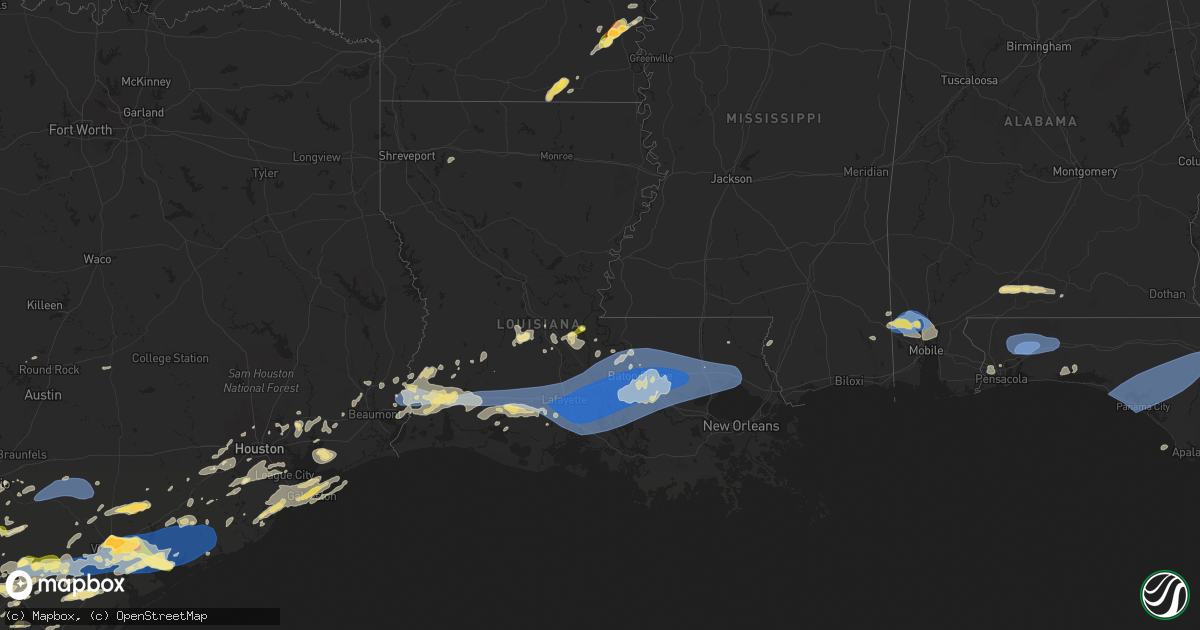 Hail map in Louisiana on May 13, 2024
