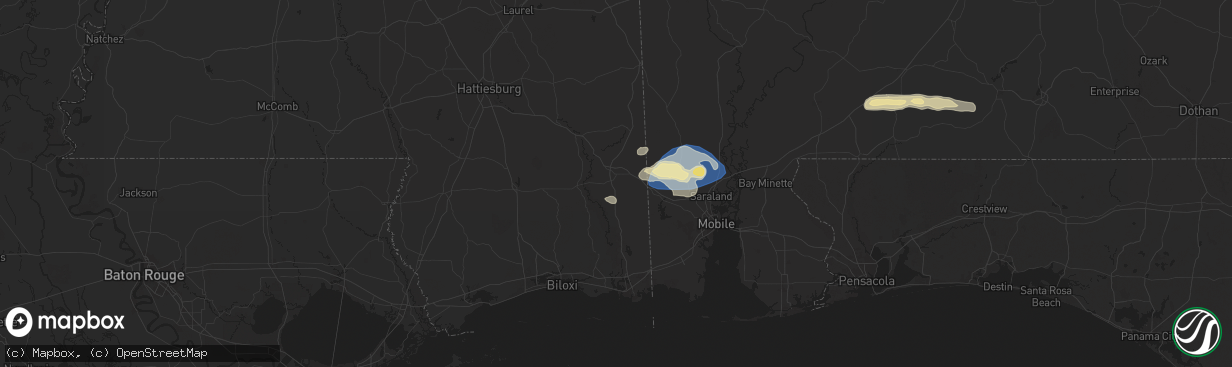 Hail map in Lucedale, MS on May 13, 2024