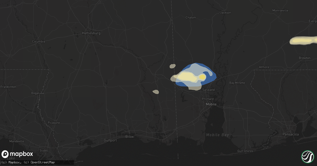 Hail map in Lucedale, MS on May 13, 2024
