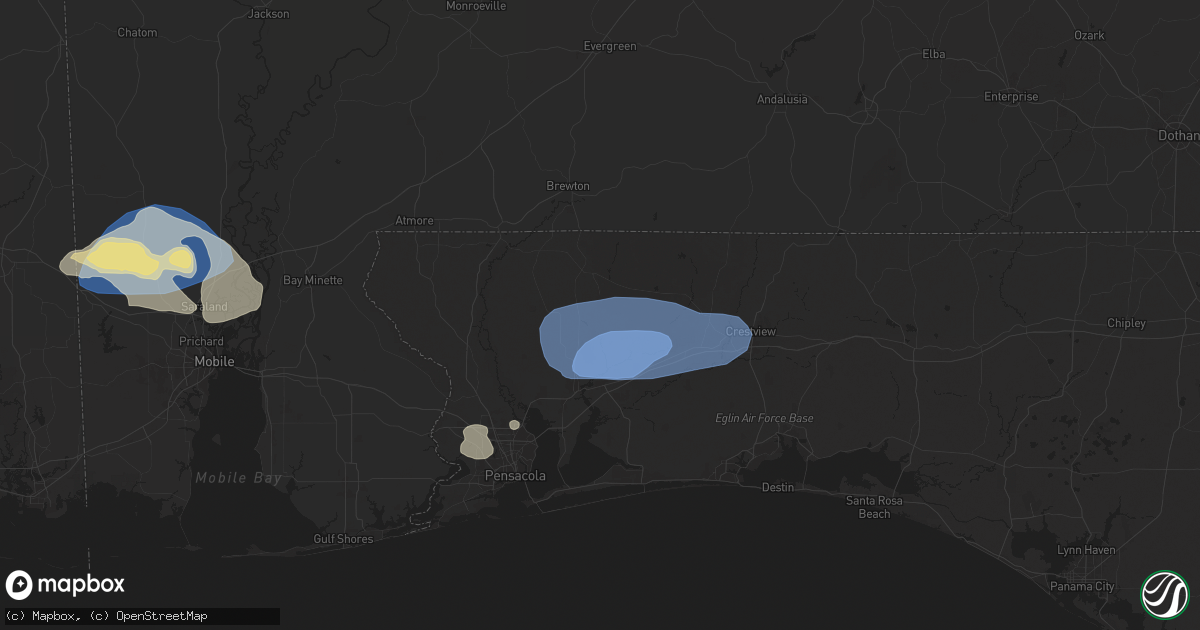 Hail map in Milton, FL on May 13, 2024