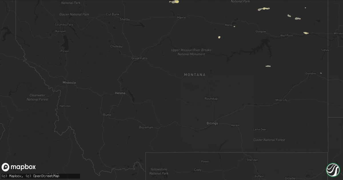 Hail map in Montana on May 13, 2024