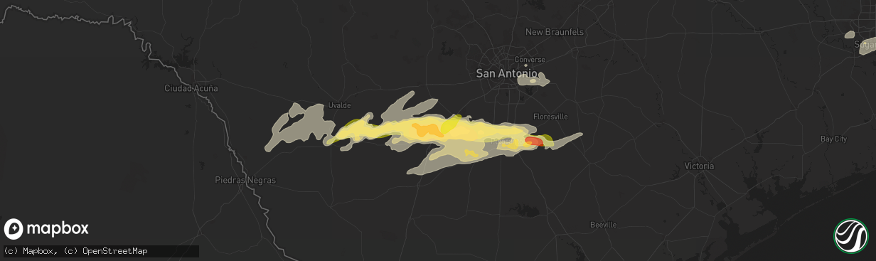 Hail map in Moore, TX on May 13, 2024