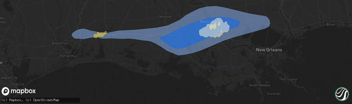 Hail map in New Iberia, LA on May 13, 2024