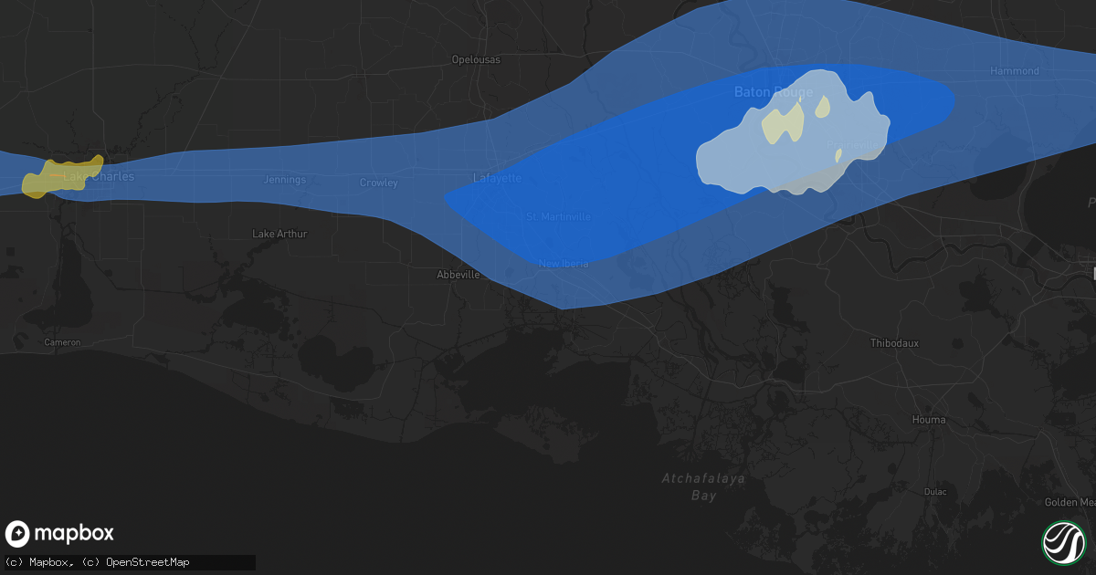 Hail map in New Iberia, LA on May 13, 2024