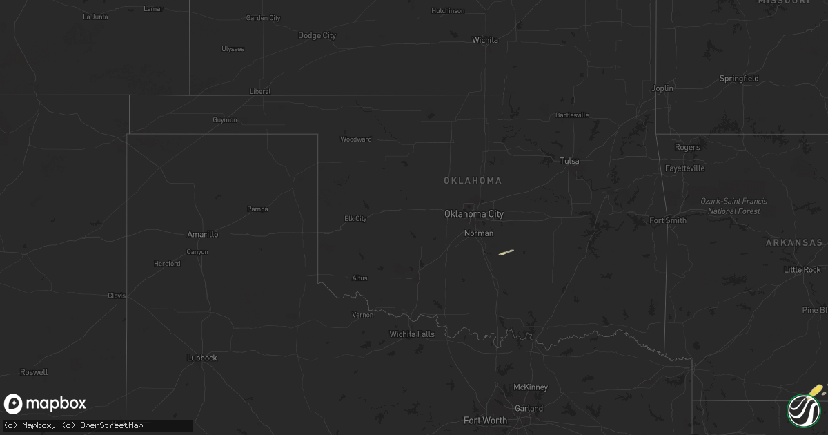 Hail map in Oklahoma on May 13, 2024