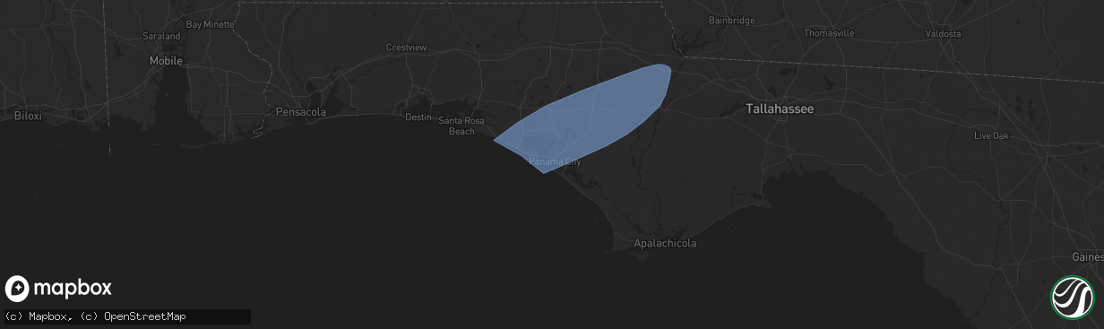 Hail map in Panama City, FL on May 13, 2024