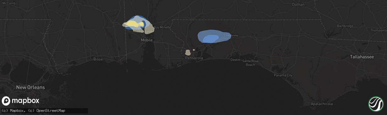 Hail map in Pensacola, FL on May 13, 2024