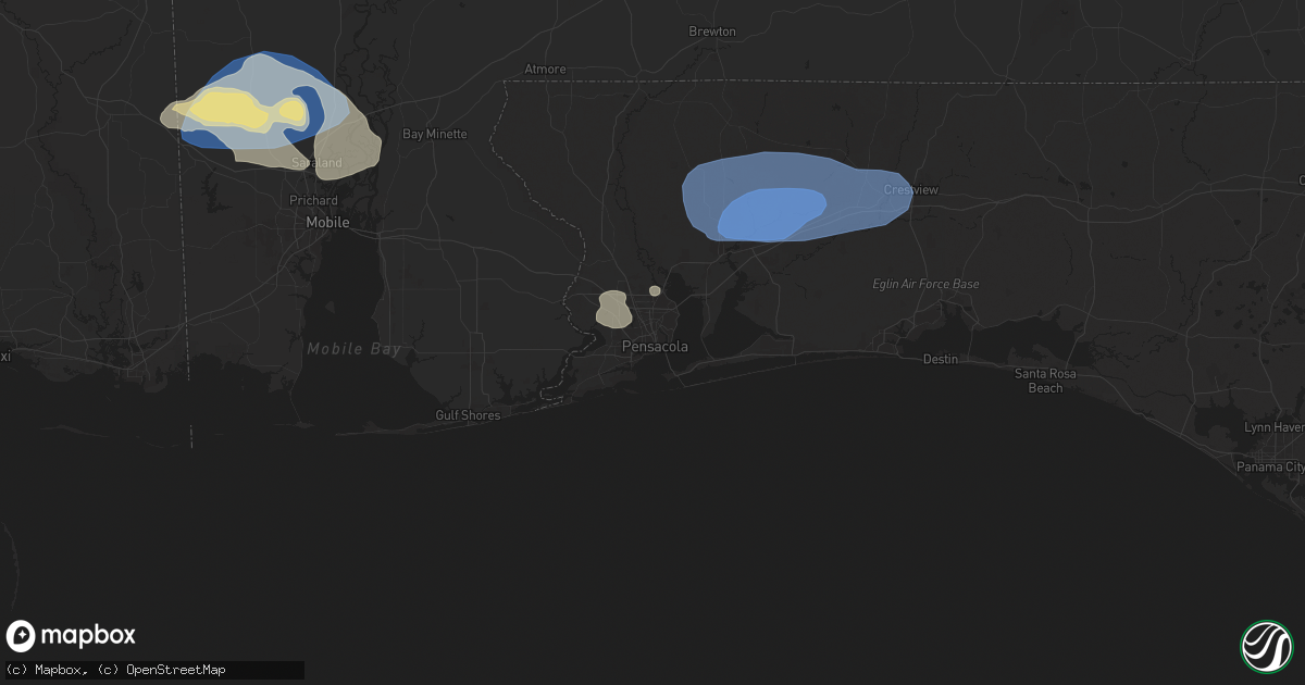 Hail map in Pensacola, FL on May 13, 2024