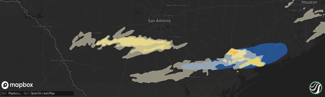 Hail map in Pleasanton, TX on May 13, 2024