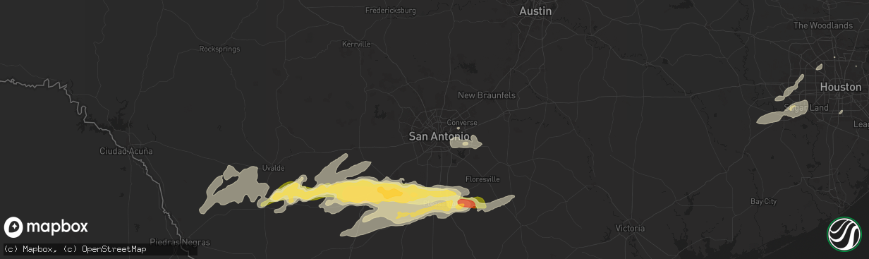 Hail map in San Antonio, TX on May 13, 2024