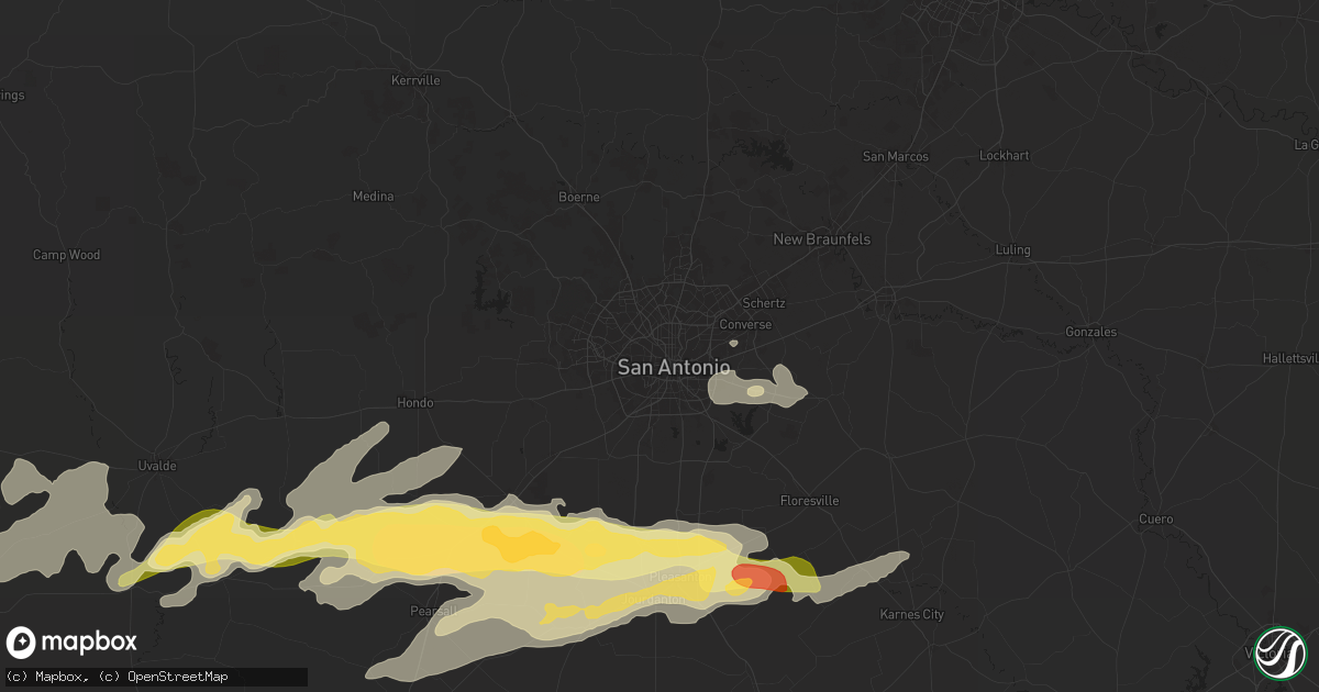 Hail map in San Antonio, TX on May 13, 2024
