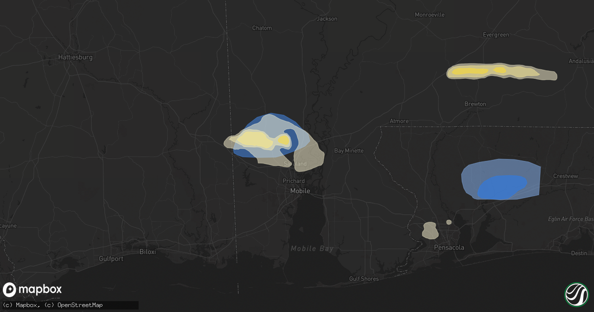 Hail map in Satsuma, AL on May 13, 2024