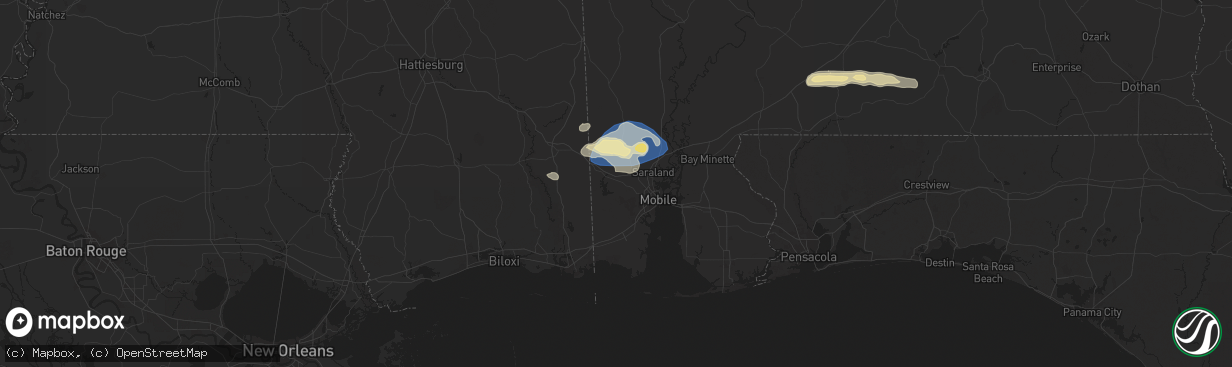 Hail map in Semmes, AL on May 13, 2024