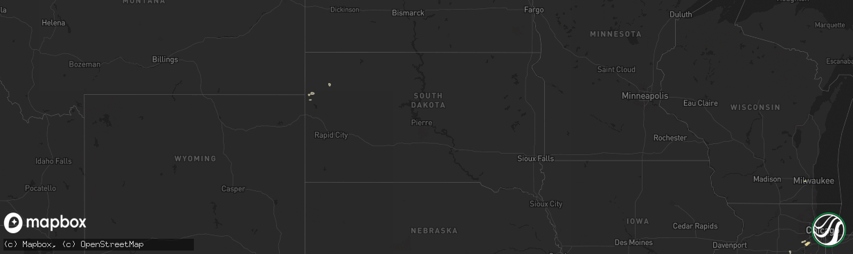 Hail map in South Dakota on May 13, 2024