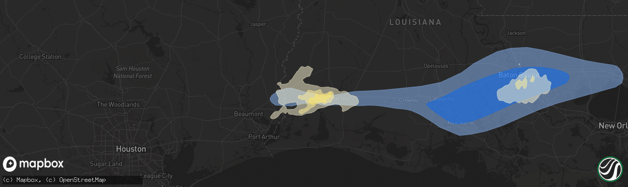 Hail map in Sulphur, LA on May 13, 2024