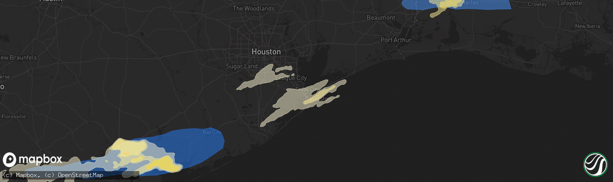 Hail map in Texas City, TX on May 13, 2024