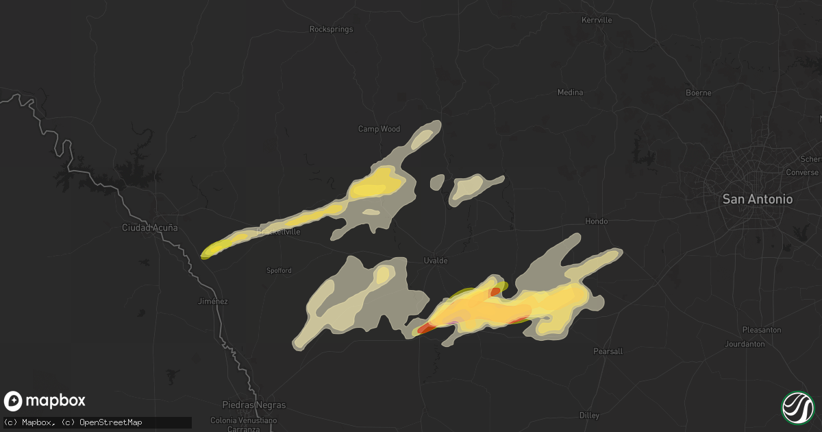 Hail map in Uvalde, TX on May 13, 2024
