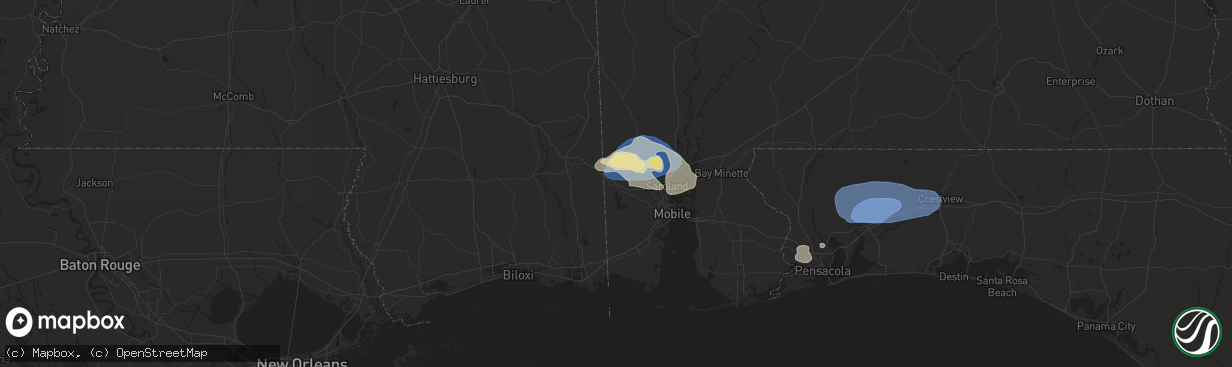 Hail map in Wilmer, AL on May 13, 2024