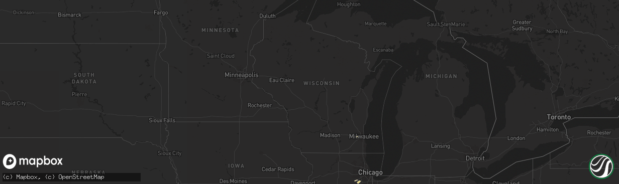 Hail map in Wisconsin on May 13, 2024