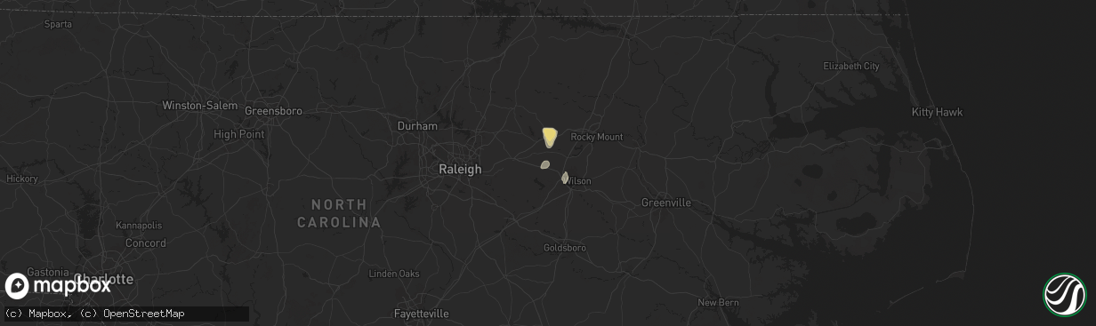 Hail map in Bailey, NC on May 13, 2025