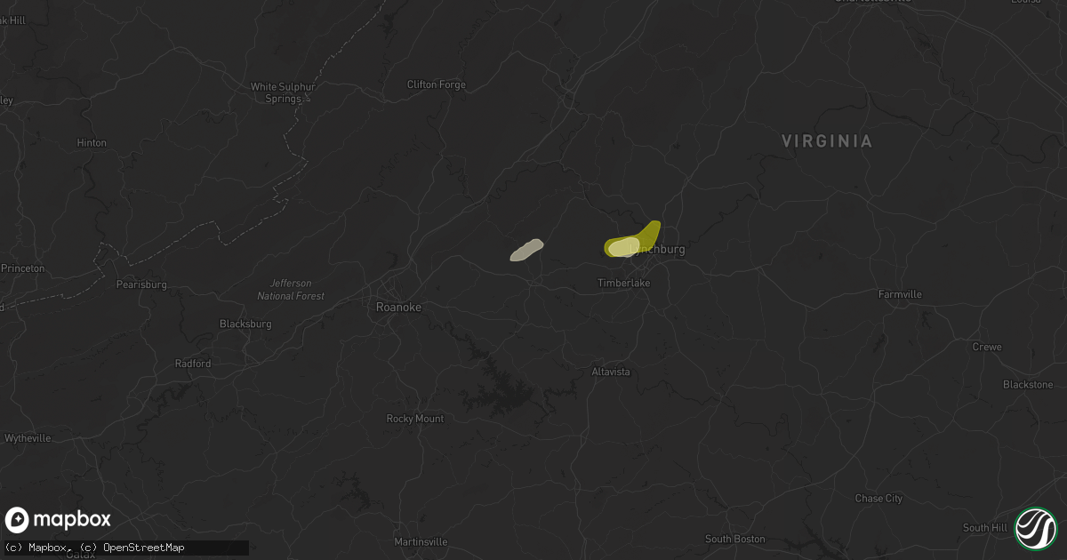 Hail map in Bedford, VA on May 13, 2025
