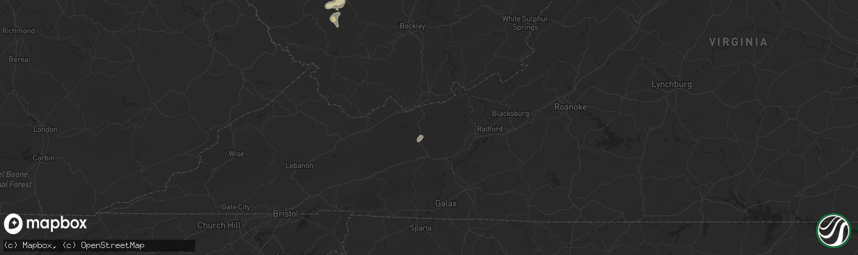 Hail map in Bland, VA on May 13, 2025