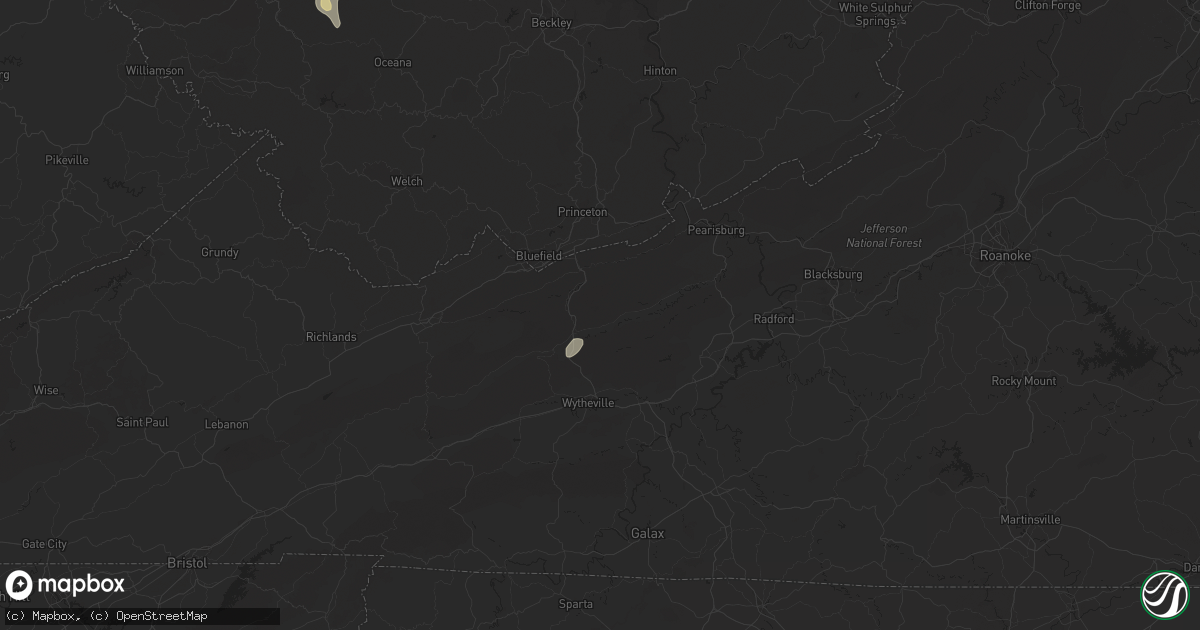 Hail map in Bland, VA on May 13, 2025
