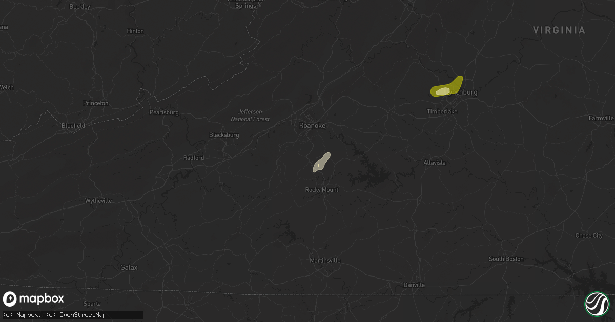 Hail map in Boones Mill, VA on May 13, 2025