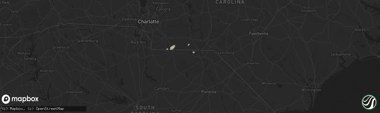 Hail map in Chesterfield, SC on May 13, 2025