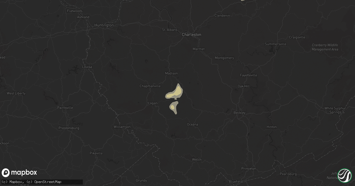 Hail map in Clothier, WV on May 13, 2025