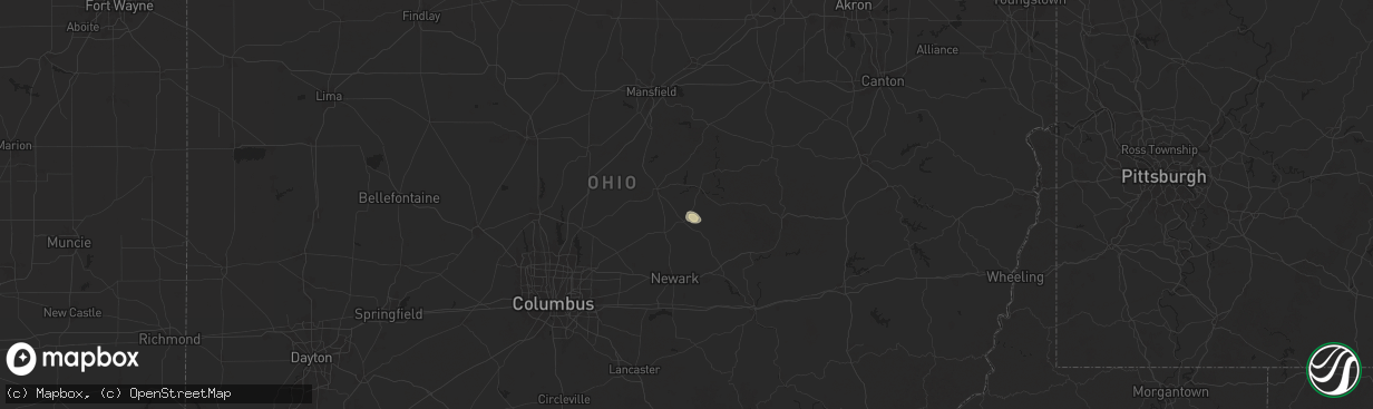 Hail map in Gambier, OH on May 13, 2025