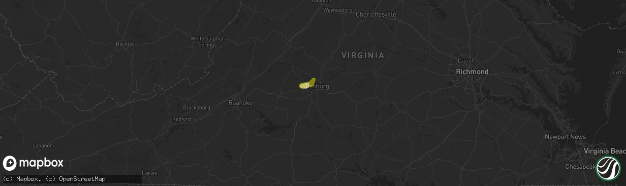 Hail map in Lynchburg, VA on May 13, 2025