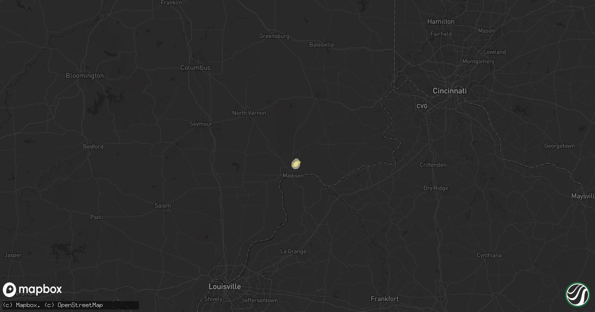 Hail map in Madison, IN on May 13, 2025