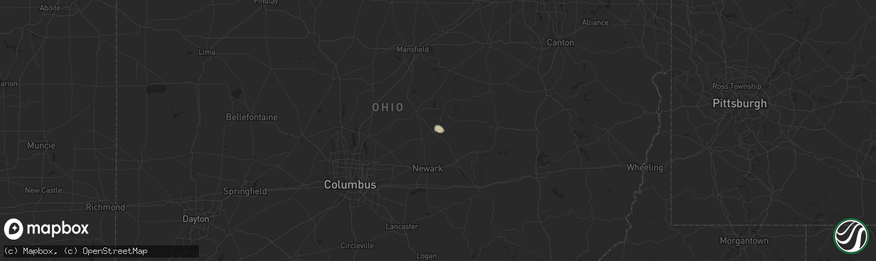 Hail map in Martinsburg, OH on May 13, 2025