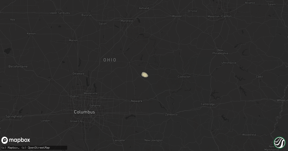 Hail map in Martinsburg, OH on May 13, 2025