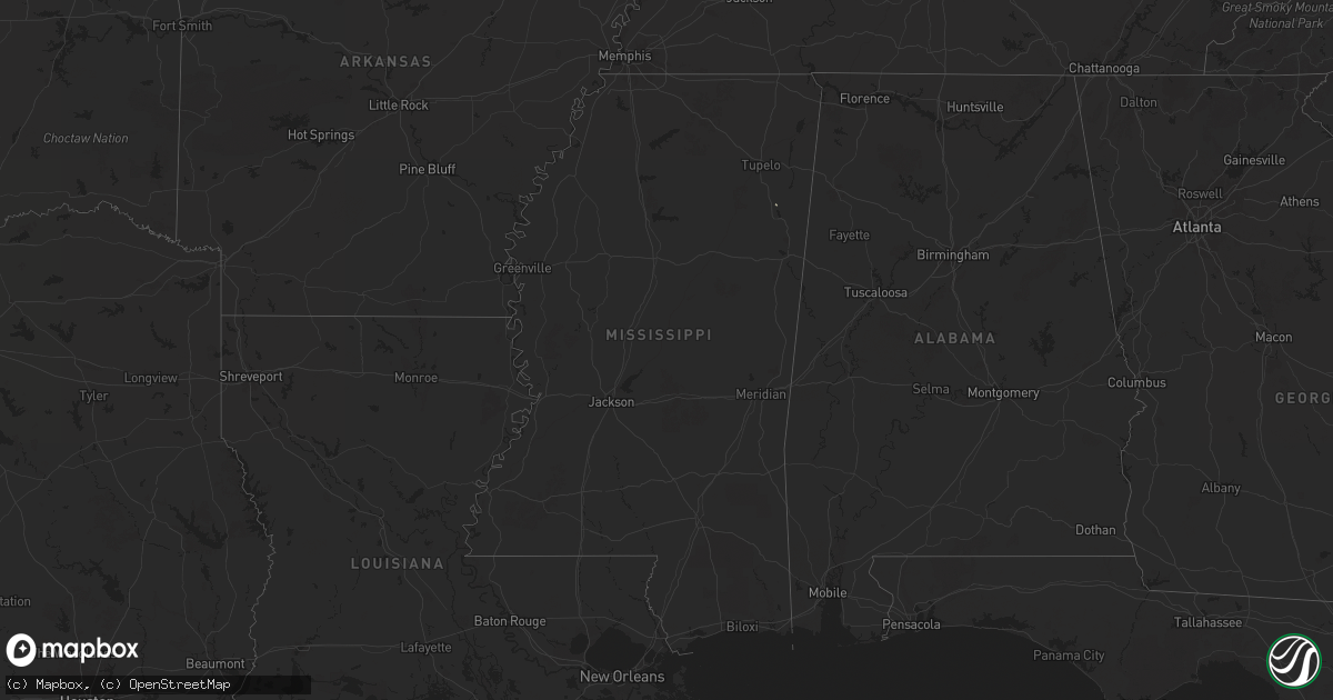 Hail map in Mississippi on May 13, 2025
