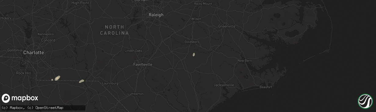 Hail map in Mount Olive, NC on May 13, 2025