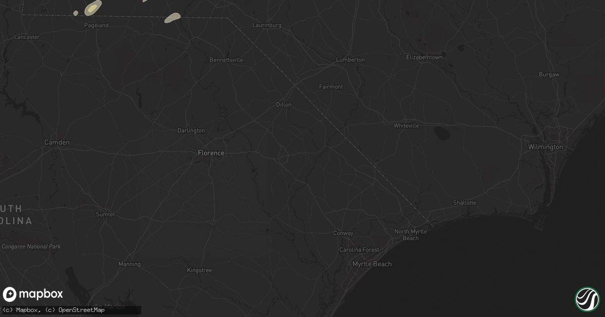 Hail map in Mullins, SC on May 13, 2025