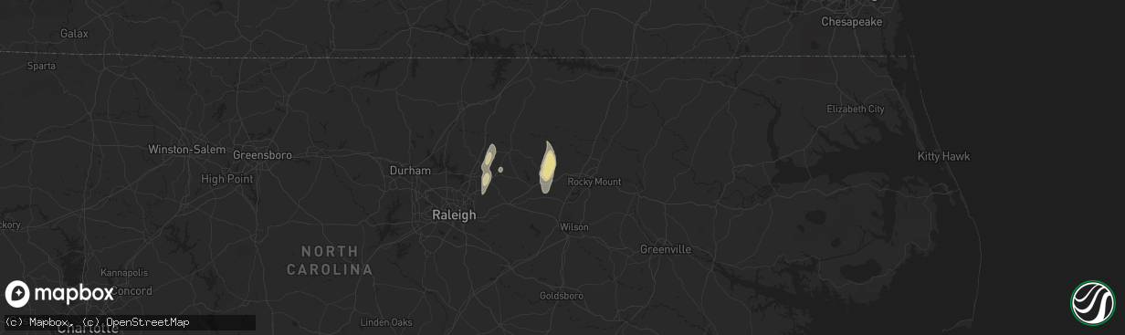 Hail map in Nashville, NC on May 13, 2025