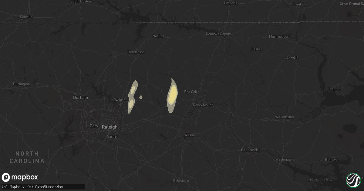 Hail map in Nashville, NC on May 13, 2025