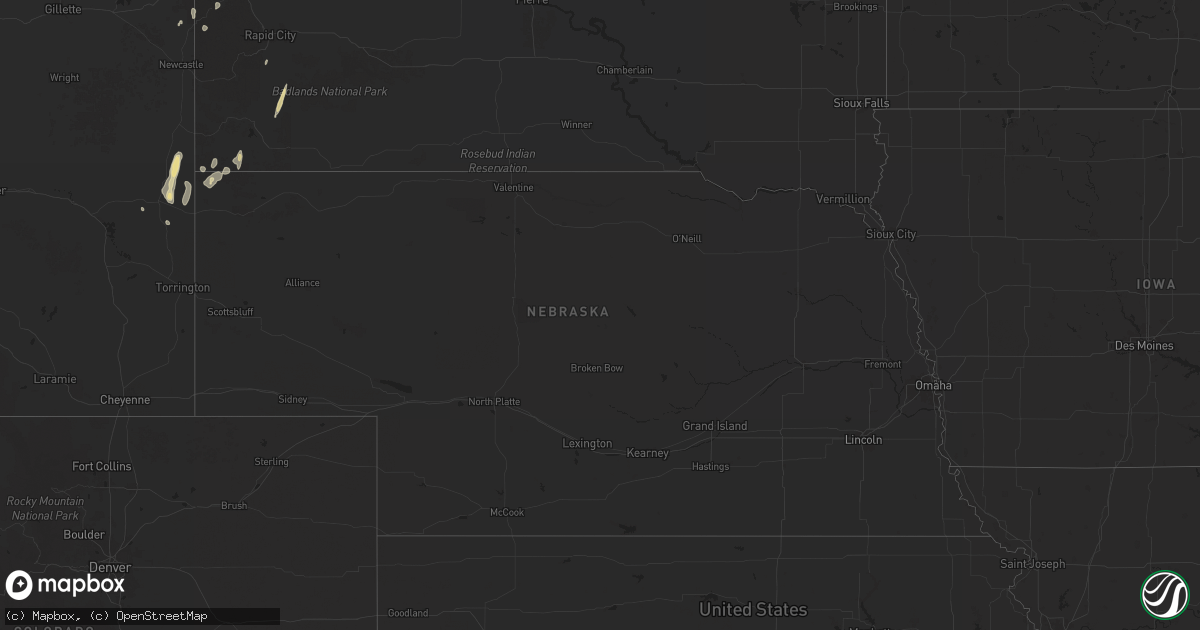 Hail map in Nebraska on May 13, 2025
