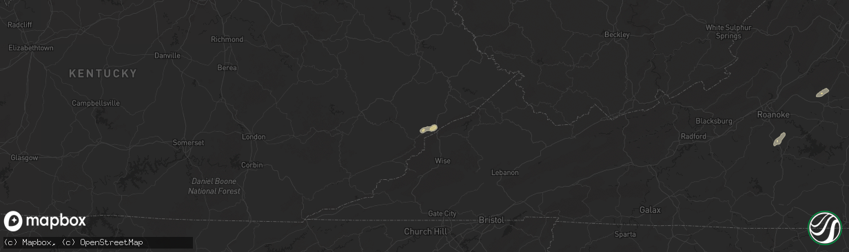 Hail map in Neon, KY on May 13, 2025