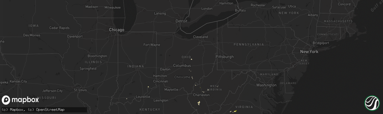 Hail map in Ohio on May 13, 2025