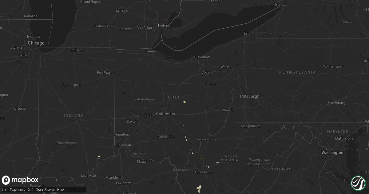 Hail map in Ohio on May 13, 2025